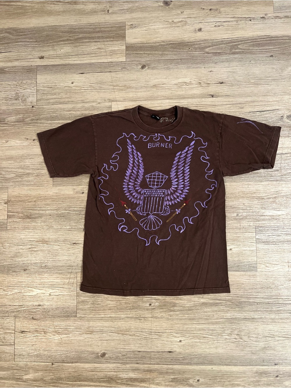 Brown Burning Man graphic tee Doble Side Logo Size Medium/ Large
